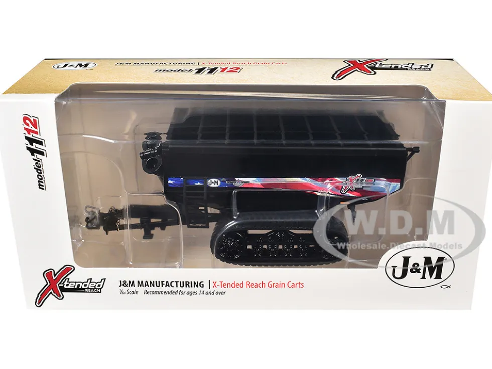 J&M 1112 X-Tended Reach Patriotic Grain Cart with Tracks Black 1/64 Diecast Model by SpecCast