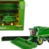 John Deere 9610 Combine with 12-Row Corn Head and Draper Grain Head Green "Replica Play" Series 1/64 Diecast Model by ERTL TOMY
