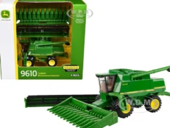 John Deere 9610 Combine with 12-Row Corn Head and Draper Grain Head Green "Replica Play" Series 1/64 Diecast Model by ERTL TOMY