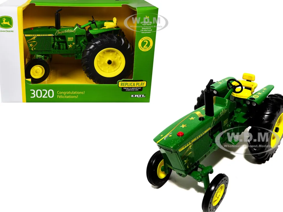 John Deere 3020 Diesel Tractor "Congratulations!" Green with Graphics "Replica Play" Series 1/16 Diecast Model by ERTL TOMY