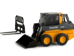 John Deere 320E Wheeled Skid Steer Fork Bucket Work Tools Prestige Collection 1/16 Diecast Model ERTL TOMY 45461
