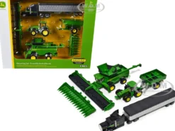 John Deere Grain Harvesting Set of 3 pieces of Equipment "Replica Play" Series 1/64 Diecast Model by ERTL TOMY