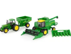 John Deere Harvesting Set 3 pieces 7720 Combine 4555 Tractor 500 Grain Cart 1/64 Diecast Models ERTL TOMY 45821