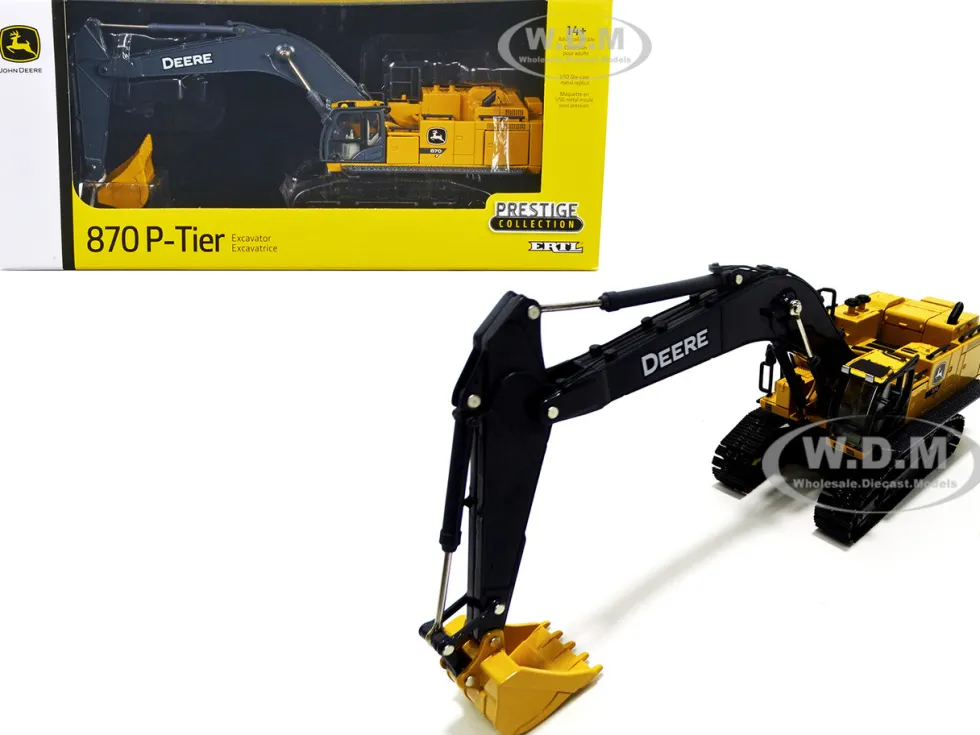 John Deere 870 P-Tier Excavator Yellow Gray Prestige Collection 1/50 Diecast Model ERTL TOMY 45757