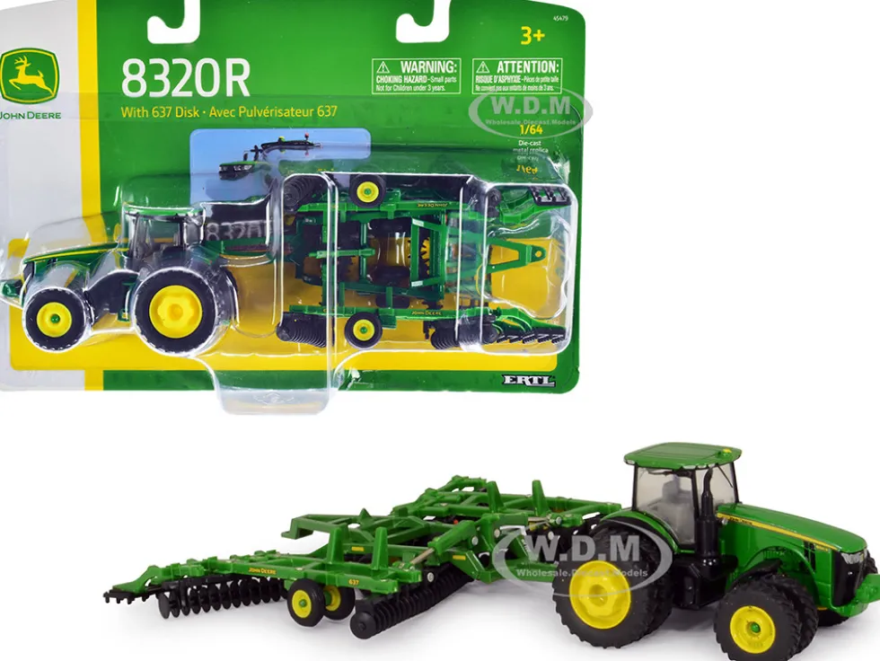 John Deere 8320R Tractor John Deere 637 Disc Harrow Folding Wings 1/64 Diecast Models ERTL TOMY 45479