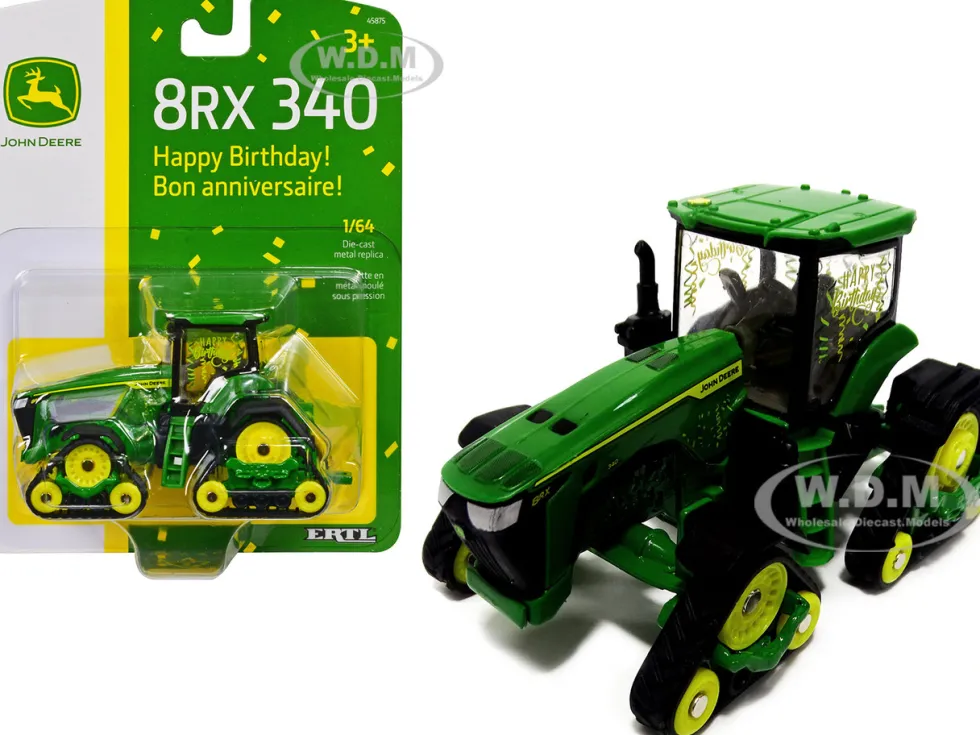 John Deere 8RX 340 Track Tractor Green Happy Birthday! Edition 1/64 Diecast Model ERTL TOMY 45875