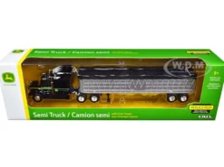 John Deere Semi Truck Tractor Grain Trailer Black Silver 1/64 Diecast Model Ertl Tomy 15978
