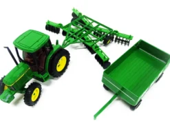 John Deere 6410 Tractor Barge Wagon Disc Harrow Folding Wings 1/32 Diecast Models ERTL TOMY 15489