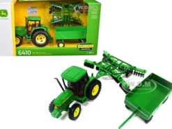 John Deere 6410 Tractor Barge Wagon Disc Harrow Folding Wings 1/32 Diecast Models ERTL TOMY 15489