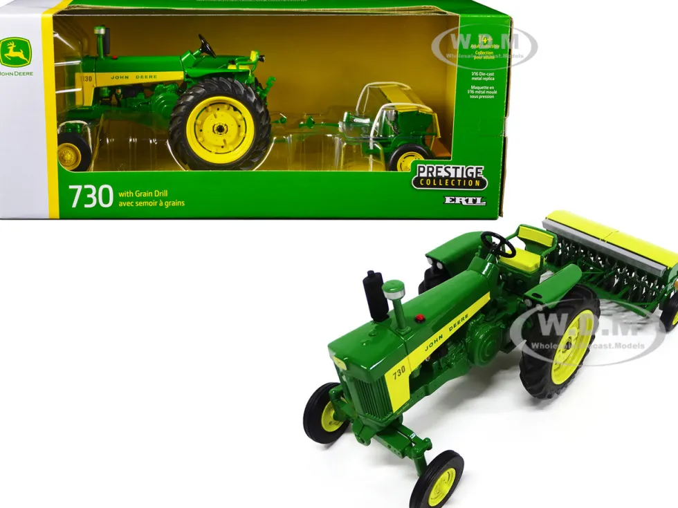 John Deere 730 Tractor Green Grain Drill Prestige Collection 1/16 Diecast Model ERTL TOMY 45790