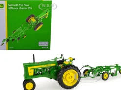 John Deere 620 Tractor 555 Plow Green Precision Heritage Series 1/16 Diecast Model ERTL TOMY 45691