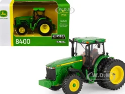 John Deere 8400 Tractor with Dual Wheels Green with Yellow Stripes "Prestige Collection" Series 1/64 Diecast Model by ERTL TOMY
