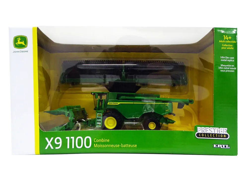 John Deere X9 1100 Combine with 12-Row Corn Head and Draper Grain Head 1/64 Diecast Model ERTL TOMY 45735