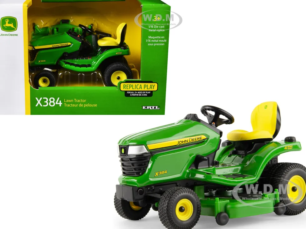 John Deere X384 Lawn Tractor Green "Replica Play" Series 1/16 Diecast Model by ERTL TOMY
