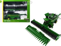 John Deere X9 1000 Tracked Combine with 16-Row Corn Head and Draper Grain Head Green "Prestige Collection" Series 1/32 Diecast Model by ERTL TOMY