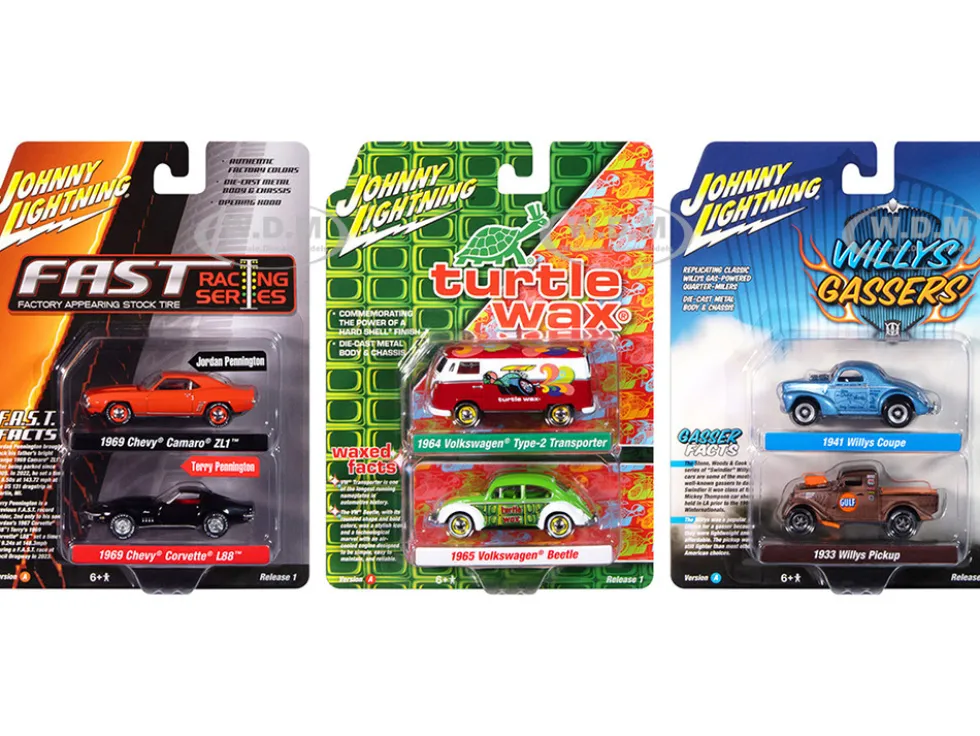 Johnny Lightning "2-Packs" 2024 Release 1 Set A of 6 pieces 1/64 Diecast Model Cars by Johnny Lightning