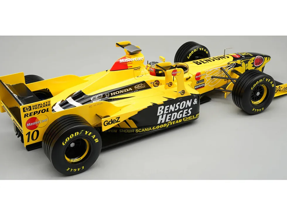Jordan 198 #10 Ralf Schumacher "Benson & Hedges Jordan-Honda" Formula One F1 "San Marino-Imola GP" (1998) with Driver Figure and Display Case "Mythos Series" Limited Edition to 40 pieces Worldwide 1/18 Model Car by Tecnomodel