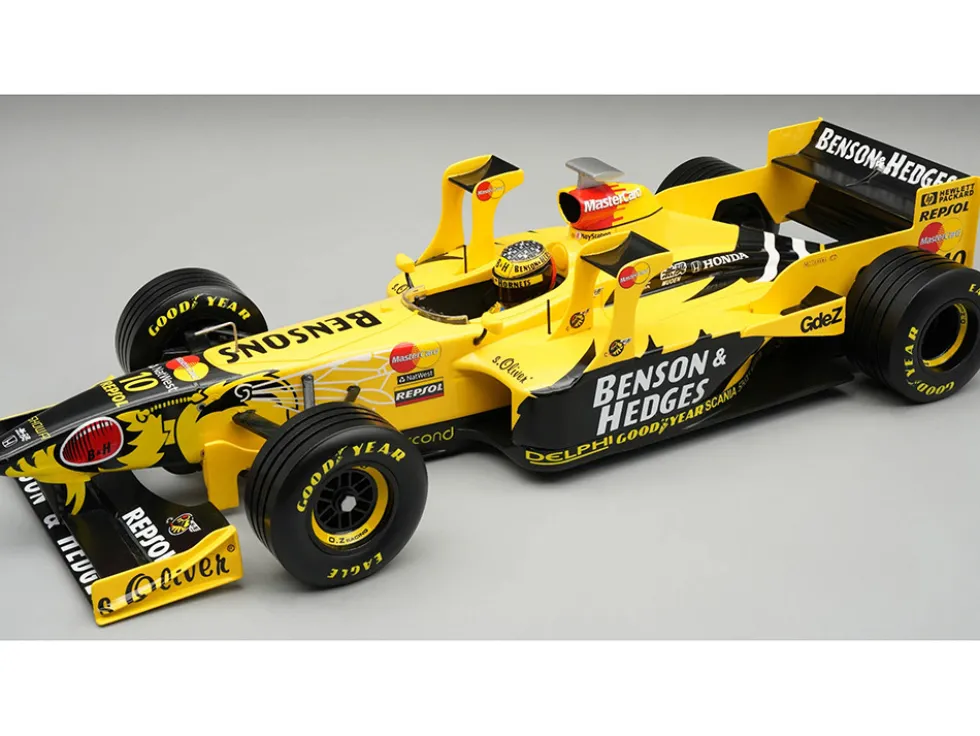 Jordan 198 #10 Ralf Schumacher "Benson & Hedges Jordan-Honda" Formula One F1 "San Marino-Imola GP" (1998) with Driver Figure and Display Case "Mythos Series" Limited Edition to 40 pieces Worldwide 1/18 Model Car by Tecnomodel