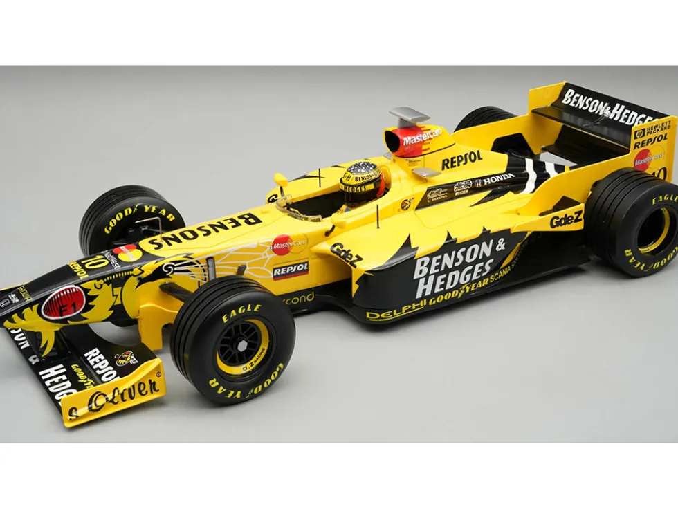 Jordan 198 #10 Ralf Schumacher "Benson & Hedges Jordan-Honda" Formula One F1 "Australian GP" (1998) with Driver Figure and Display Case "Mythos Series" Limited Edition to 30 pieces Worldwide 1/18 Model Car by Tecnomodel