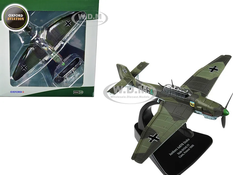 Junkers Ju 87B Stuka Stab Dive Bomber Plane III StG 77 Caen France 1940 Oxford Aviation Series 1/72 Diecast Model Airplane Oxford Diecast AC004