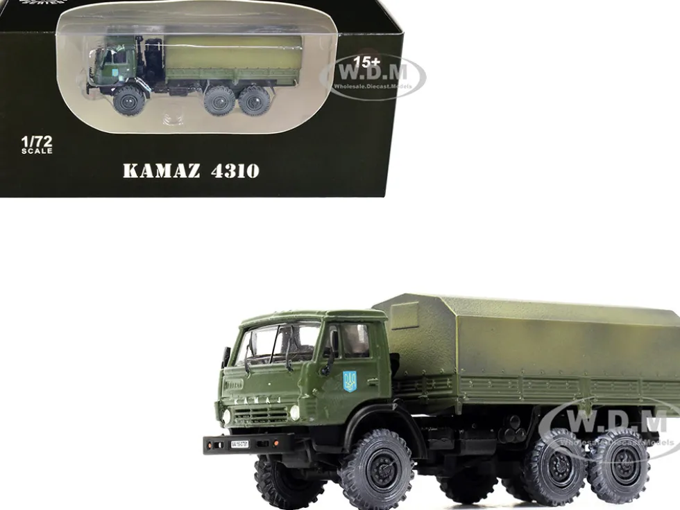 Kamaz 4310 Transport Truck Green Weathered Ukrainian Ground Forces 1/72 Diecast Model Legion LEG-12061LD