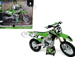 Kawasaki KX450SR Dirt Bike Motorcycle #21 Jason Anderson Green and Black Kawasaki Racing Team 1/12 Model New Ray 58413