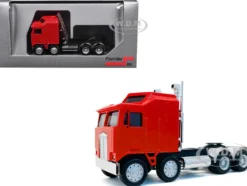 K100 5 Bar Grill Twin Steer Truck Tractor Red 1/87 (HO) Plastic Model Car by Promotex
