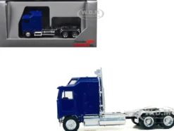Kenworth K100 with 1-Bar Grill and X-Long Chrome Chassis Blue 1/87 (HO) Plastic Model Car by Promotex