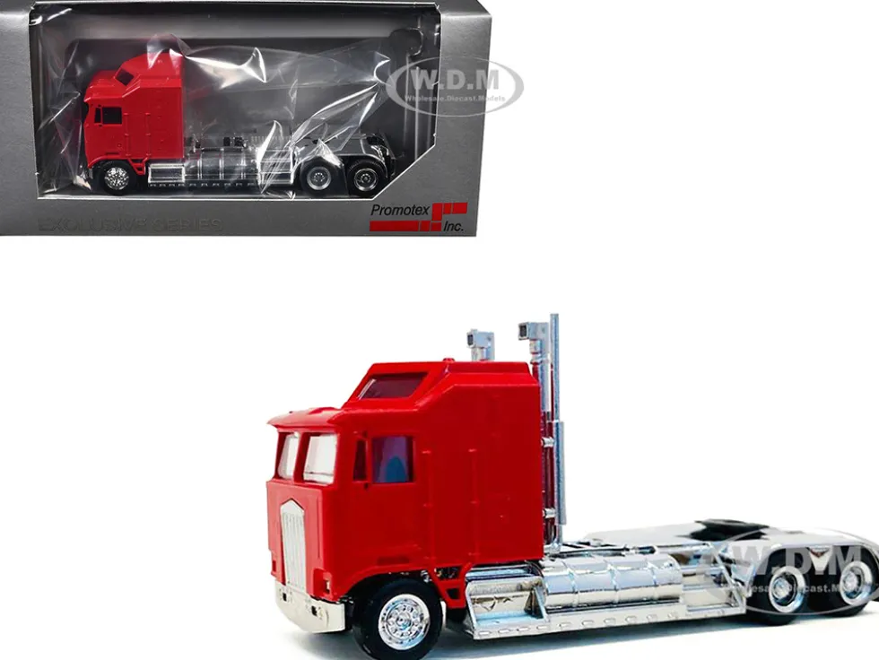 Kenworth K100 with 5-Bar Grill and XXL Chassis Red 1/87 (HO) Plastic Model Car by Promotex