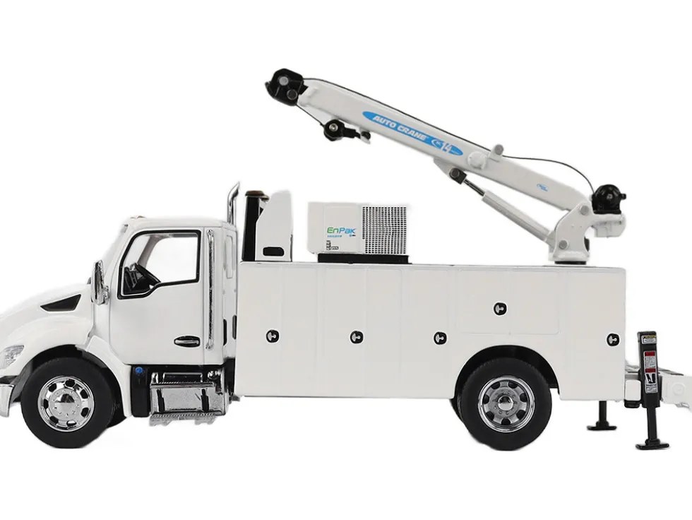 Kenworth T380 Auto-Crane Titan 85-Body HC14-Crane Work Truck with Miller EnPak White "Transport Series" 1/50 Diecast Model by Diecast Masters