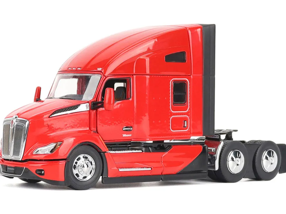 Kenworth T680 76" High Roof Sleeper Cab Truck Tractor Viper Red "Transport Series" 1/50 Diecast Model by Diecast Masters