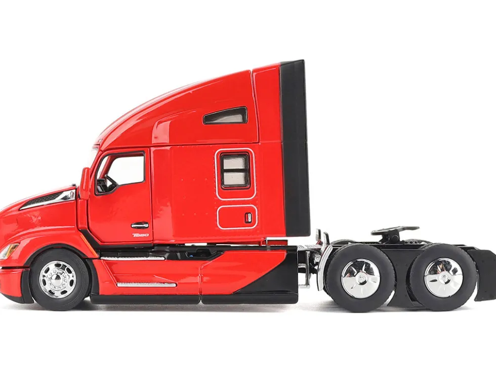 Kenworth T680 76" High Roof Sleeper Cab Truck Tractor Viper Red "Transport Series" 1/50 Diecast Model by Diecast Masters