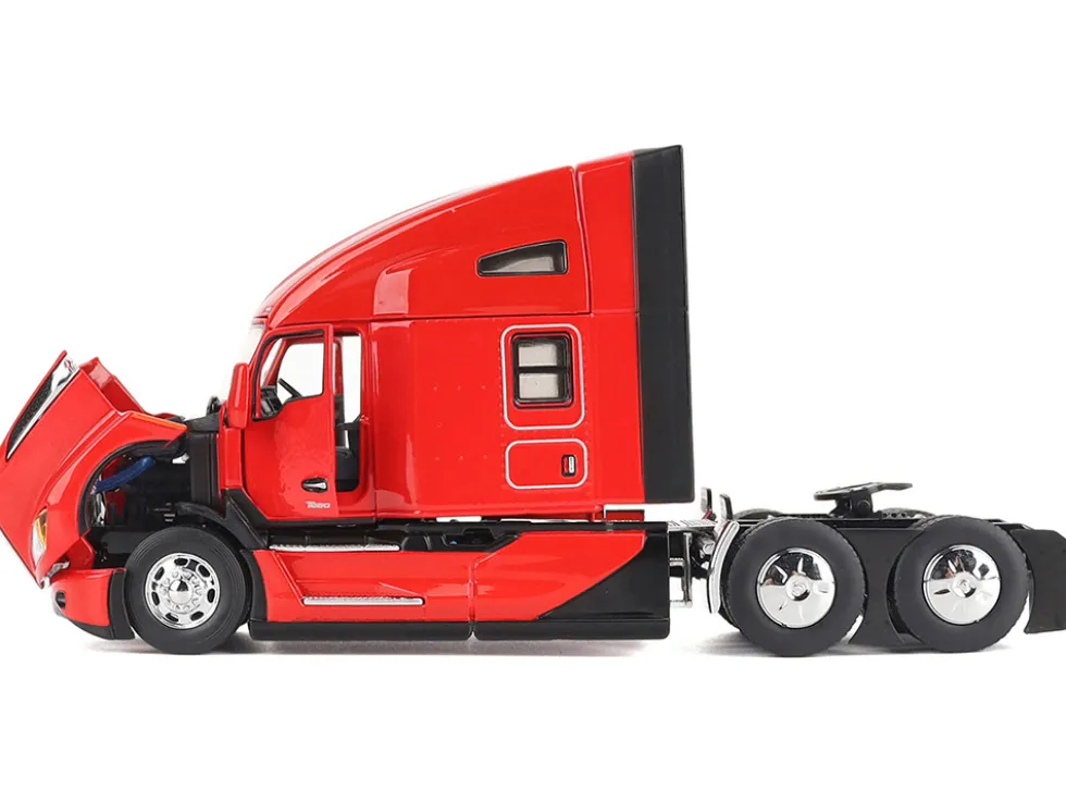 Kenworth T680 76" High Roof Sleeper Cab Truck Tractor Viper Red "Transport Series" 1/50 Diecast Model by Diecast Masters