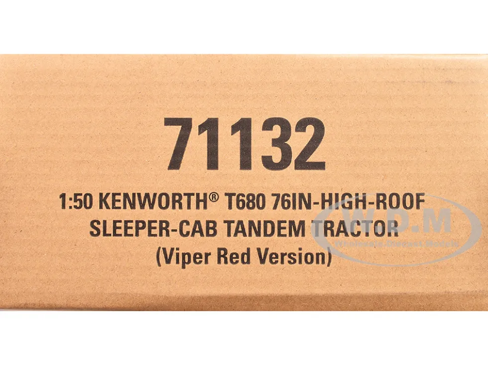 Kenworth T680 76" High Roof Sleeper Cab Truck Tractor Viper Red "Transport Series" 1/50 Diecast Model by Diecast Masters