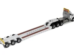 Kenworth T880 SBFA Tridem Truck with Trail King HDG Lowboy Trailer White "Transport Series" 1/50 Diecast Model by Diecast Masters