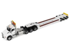 Kenworth T880 SBFA Tridem Truck with Trail King HDG Lowboy Trailer White