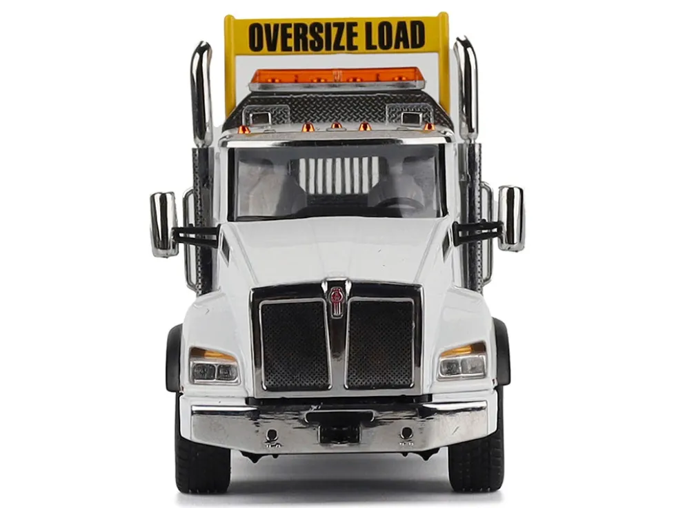 Kenworth T880 SBFA Tridem Truck with Trail King HDG Lowboy Trailer White "Transport Series" 1/50 Diecast Model by Diecast Masters
