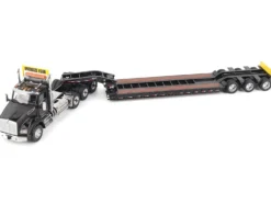 Kenworth T880 SBFA Tridem Truck with Trail King HDG Lowboy Trailer Black