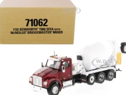 Kenworth T880 SFFA with McNeilus Bridgemaster Mixer Truck Radiant Red White 1/50 Diecast Model Diecast Masters 71062