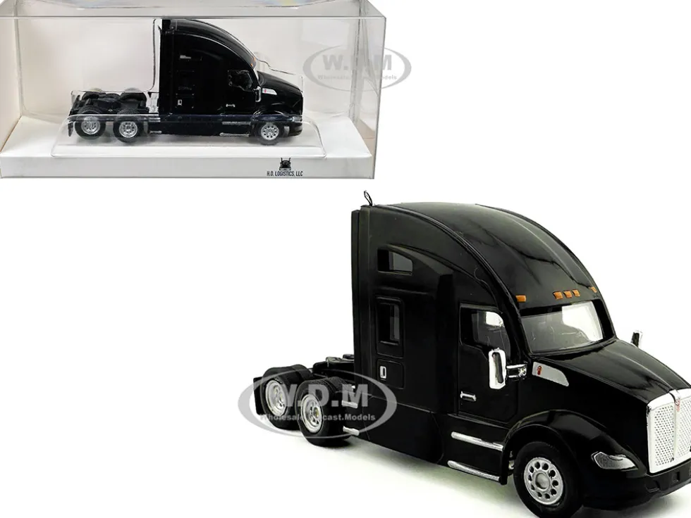 Kenworth T680 Sleeper Cab Black 1/87 (HO) Plastic Model Car by HO Logistics