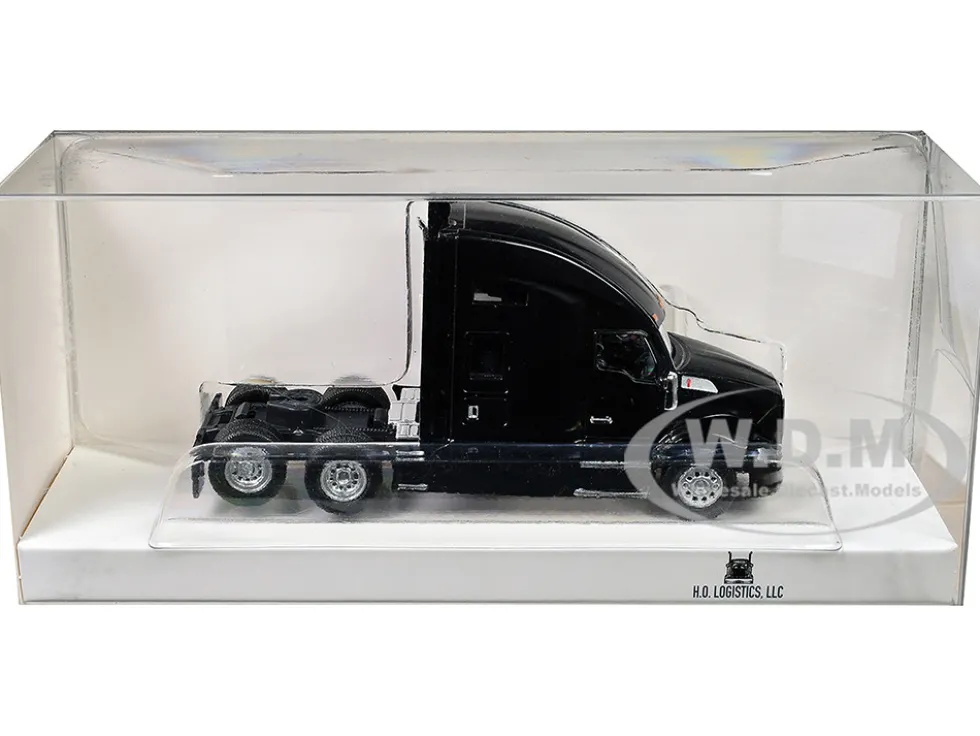Kenworth T680 Sleeper Cab Black 1/87 (HO) Plastic Model Car by HO Logistics