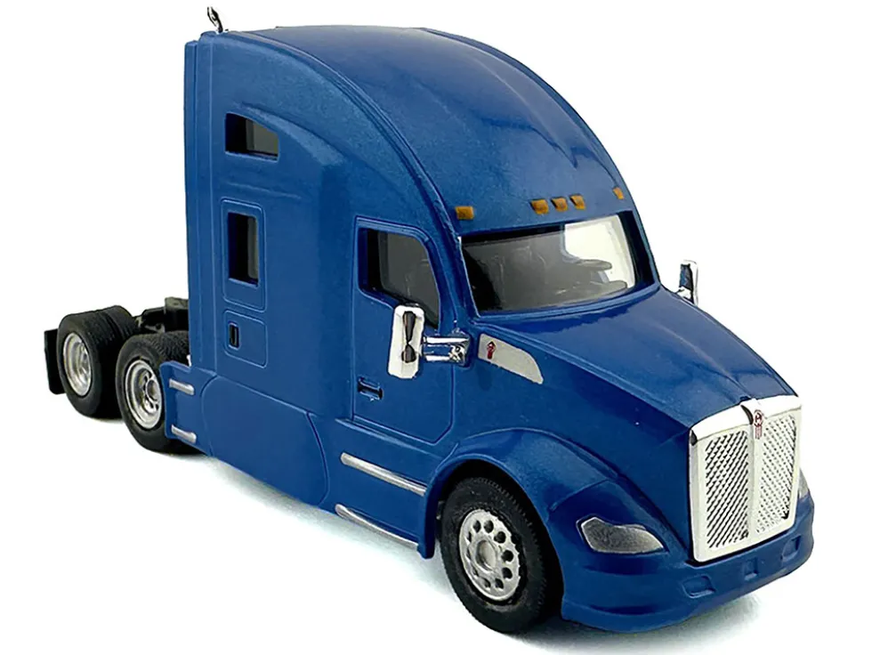 Kenworth T680 Sleeper Cab Blue Metallic 1/87 (HO) Plastic Model Car by HO Logistics