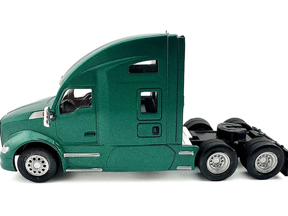 Kenworth T680 Sleeper Cab Green Metallic 1/87 (HO) Plastic Model Car by HO Logistics