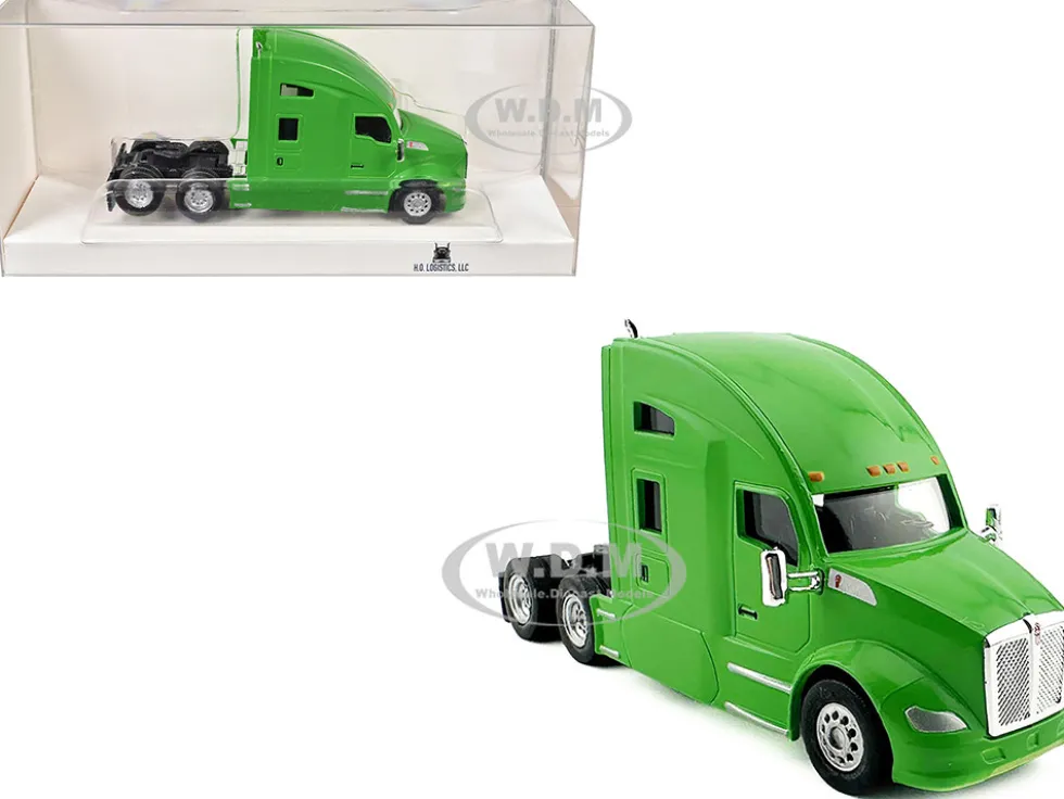 Kenworth T680 Sleeper Cab Lime Green 1/87 (HO) Plastic Model Car by HO Logistics