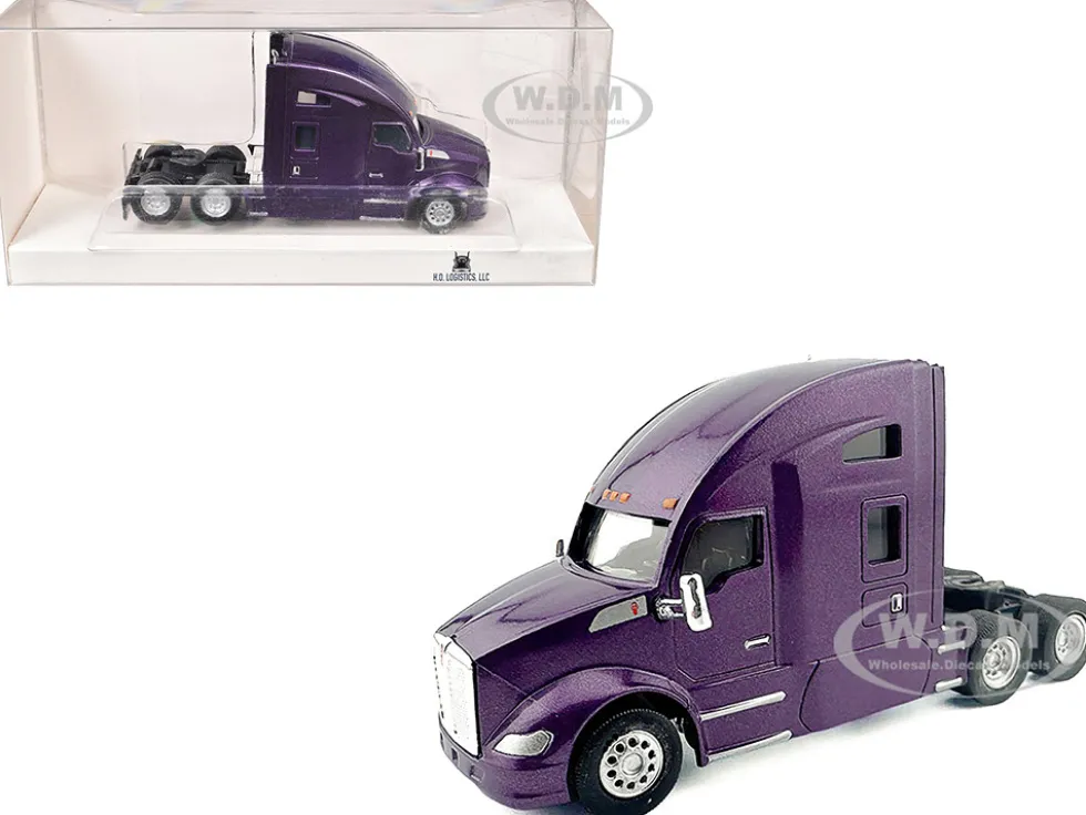Kenworth T680 Sleeper Cab Purple Metallic 1/87 (HO) Plastic Model Car by HO Logistics