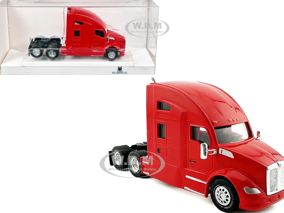 Kenworth T680 Sleeper Cab Red 1/87 (HO) Plastic Model Car by HO Logistics