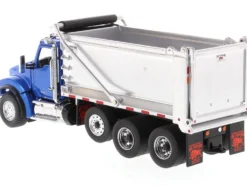 Kenworth T880S SFFA Tandem Axle Pusher Axle OX Stampede Dump Truck Blue and Chrome Transport Series 1/50 Diecast Model Diecast Masters 71078