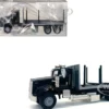 Kenworth T800 Stake Bed Truck Black 1/87 (HO) Plastic Model Car by Promotex
