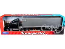 Kenworth T2000 Truck Black with Gray Container "Transporter" Series 1/32 Diecast Model by Welly
