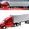 Kenworth T2000 Truck Red Metallic with Gray Container "Transporter" Series 1/32 Diecast Model by Welly